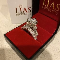 New 18k White Gold Wedding Ring Set 