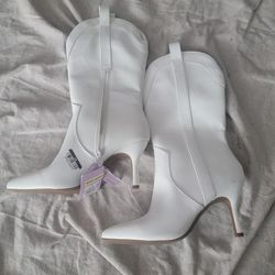  Bryce Heeled Western Cowgirl Boots*New*White*Size 8* Wild Fable. 