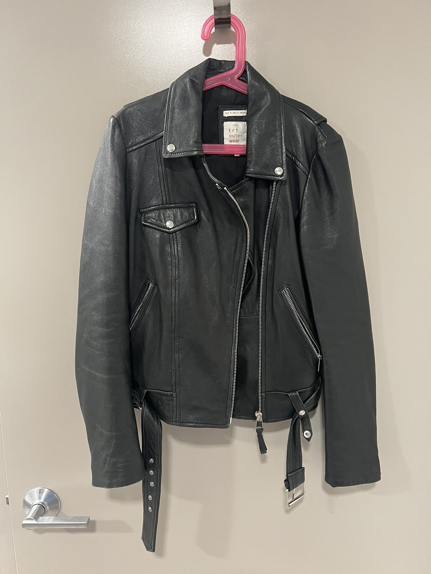 Zara Black Leather Jacket - Size Small