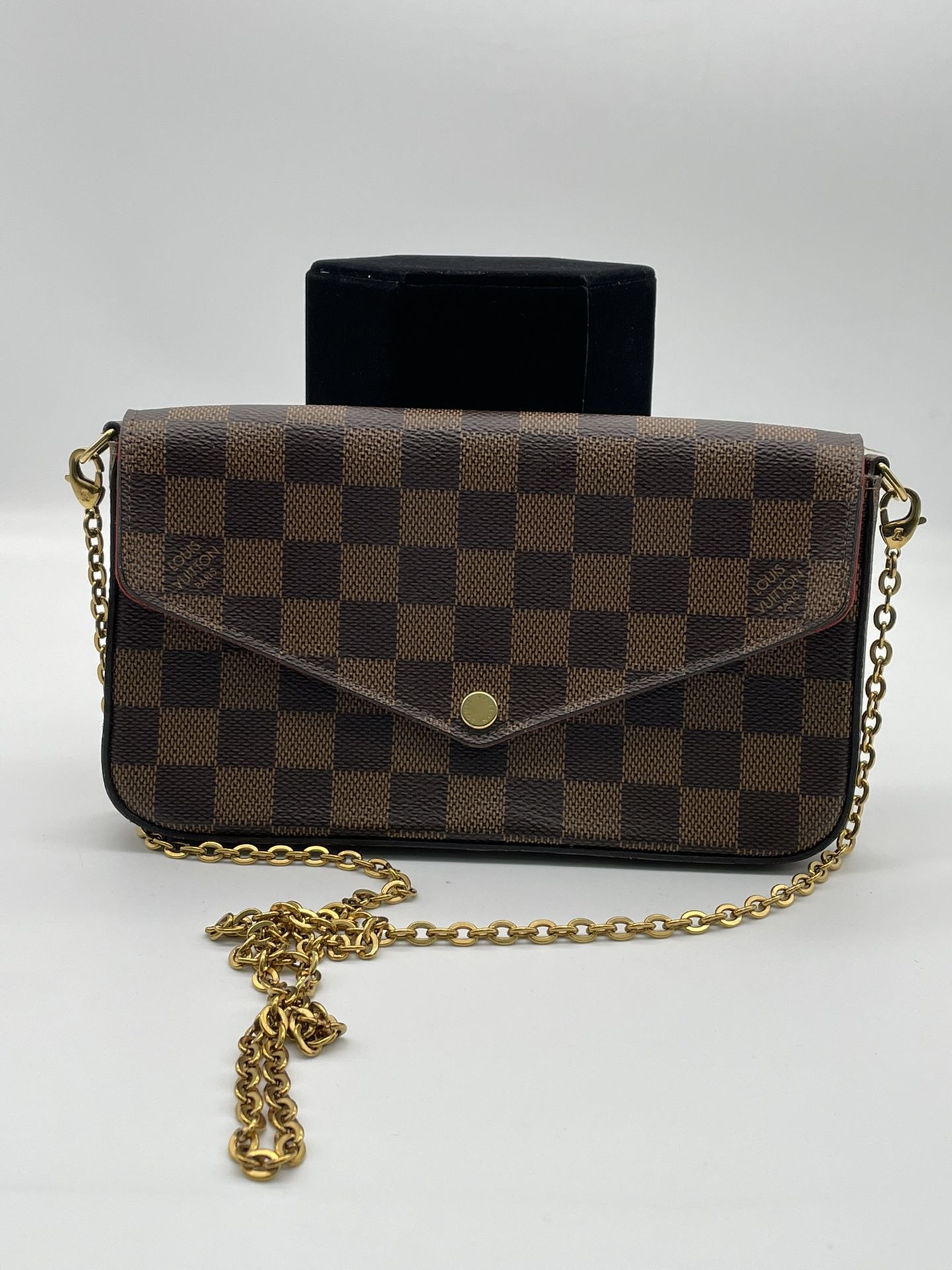 LOUIS VUITTON Monogram Pochette Felicie Chain Wallet Red