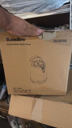RainBro Submersible Utility Pump (Model SUS050), which is a 1/2 HP electric water transfer and utility pump