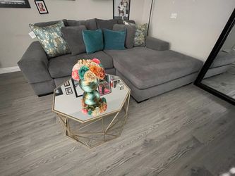 Gray Fabric Sectional Sofa with Chaise