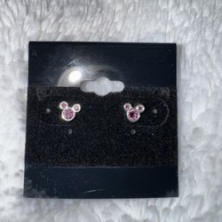 Vintage Purple Cubic Zirconia Mouse Earrings Sterling Silver