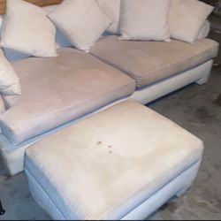 White Sofa, Couch Seat, Fabric sofá And Ottoman Chair