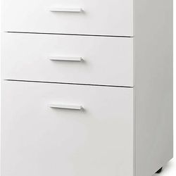 DEVAISE 3 Drawer Wood Mobile File Cabinet, Rolling Filing Cabinet for Letter/A4 Size, White

