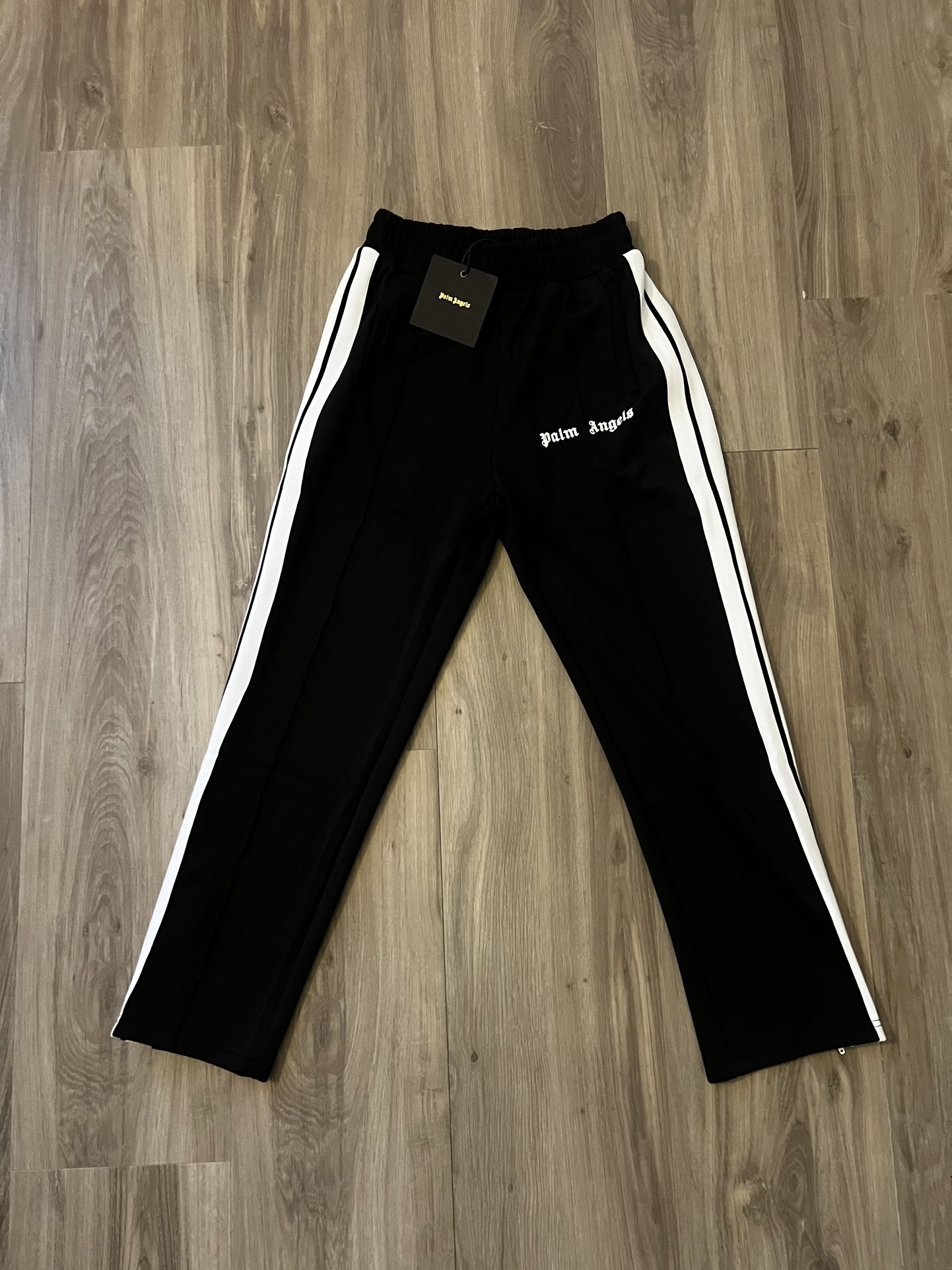 Palm Angels Track Pants – Black/White (Size Medium)