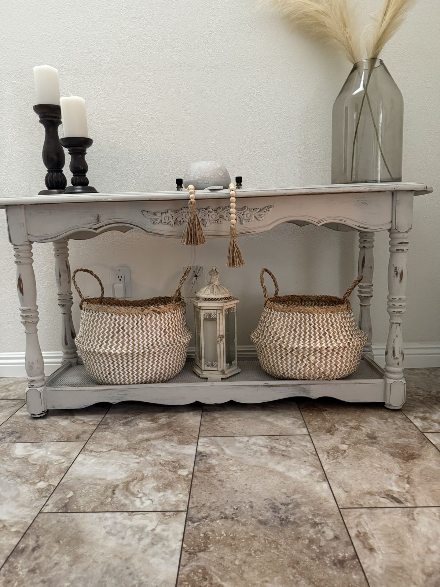French Country Distressed Console Table
