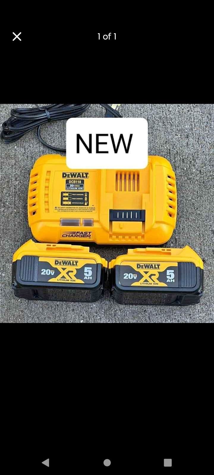 DeWalt New Rapid Charger More Two Batteries 5 Ah 