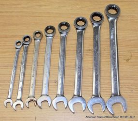 GEARWRENCH 12 Point SAE Combination Ratcheting & Open End Wrench SET 8 PC