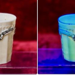 Antique Northwood Greek Key Chrysanthemum Sprig Uranium Custard Glass Spooner