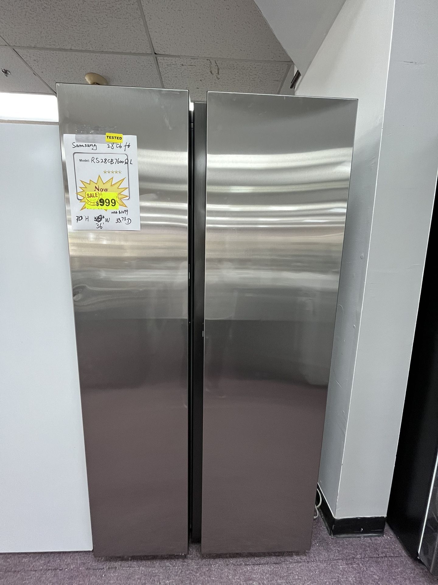 Refrigerator, 36β Fridge Samsung New Scratch And Dents, Manufacturer Warranty.