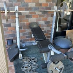 Weight Bench Press / Squat Rack With Olympic Weight Bar 7ft ( No Weights )