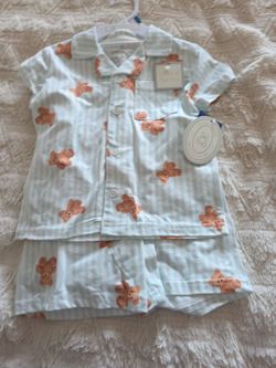 Toddler boy teddy striped pj set
