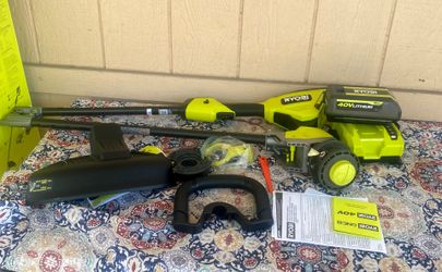 Ryobi 40 V Brushless Whisper Series 17 in Cordless Carbon Fiber Shaft String Trimmer Kit (1)4.0 Ah Battery and Charger