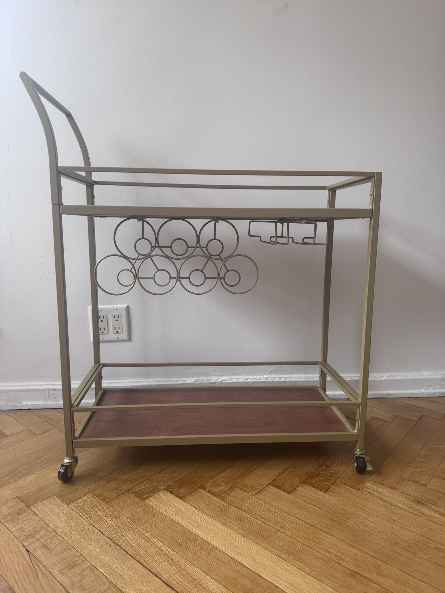 Bar Cart Gold With Wine And Glass Rack