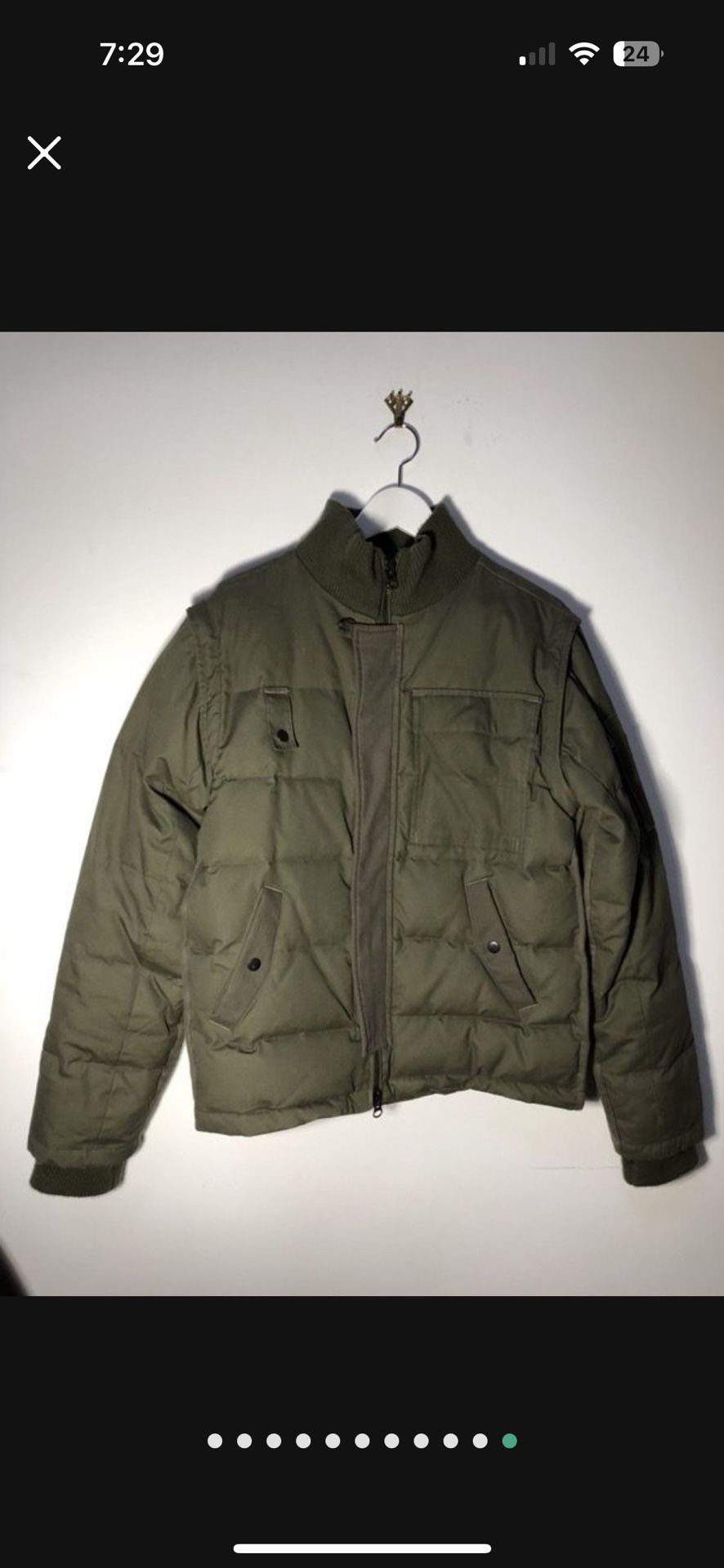 Nice Collective Military Style Jacket Size Large In Army Green with detachable sleeves