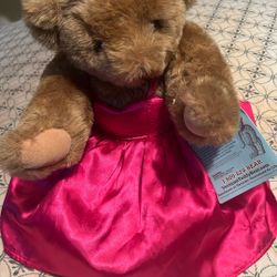 Vermont Teddy Bear Number 1 Satin Pink Dress 