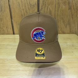 Chicago Cubs Carhartt x '47 Hitch Adjustable Snapback Hat Cap Brown Logo MLB NEW