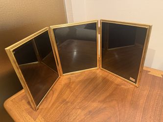 Vintage Art Deco 8x10 Folding Triple PhotoFrame 24 Carat Gold Finish Mid Century