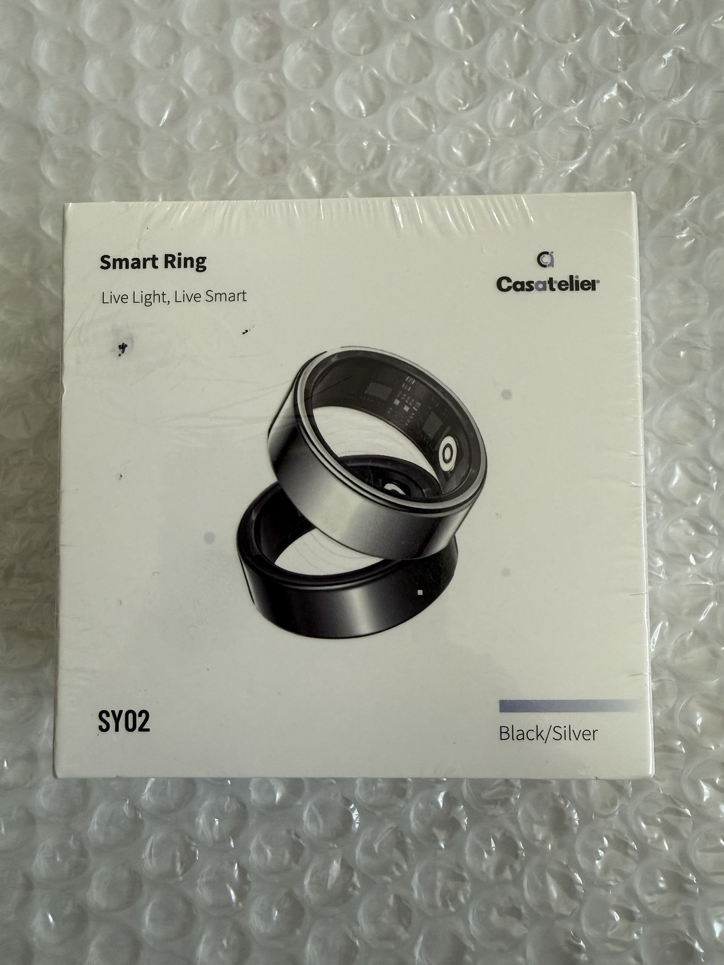 Casatelier Smart Ring Silver/Black Stainless Steel All-Scenario Health Monitoring Accurate Sp02 Heart Rate Sleep Analysis IP68 Water & Dust Resistance