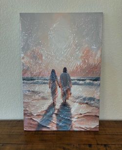 Jesus Walking on Beach Canvas Wall Art