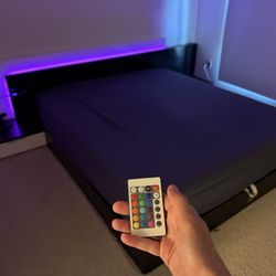 California King LED Storage Bed Frame, Hydraulic Lift Platform Bed with Under Bed Storage (Black)