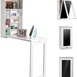 Fold Out Wall Mounted Convertible Desk - White