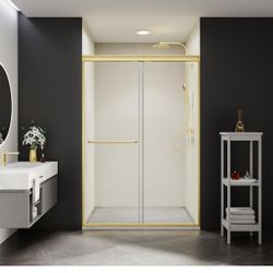 Comfystyle 44-48 in.W x70 in.H Semi-Frameless Sliding Shower Door in Brushed Gold