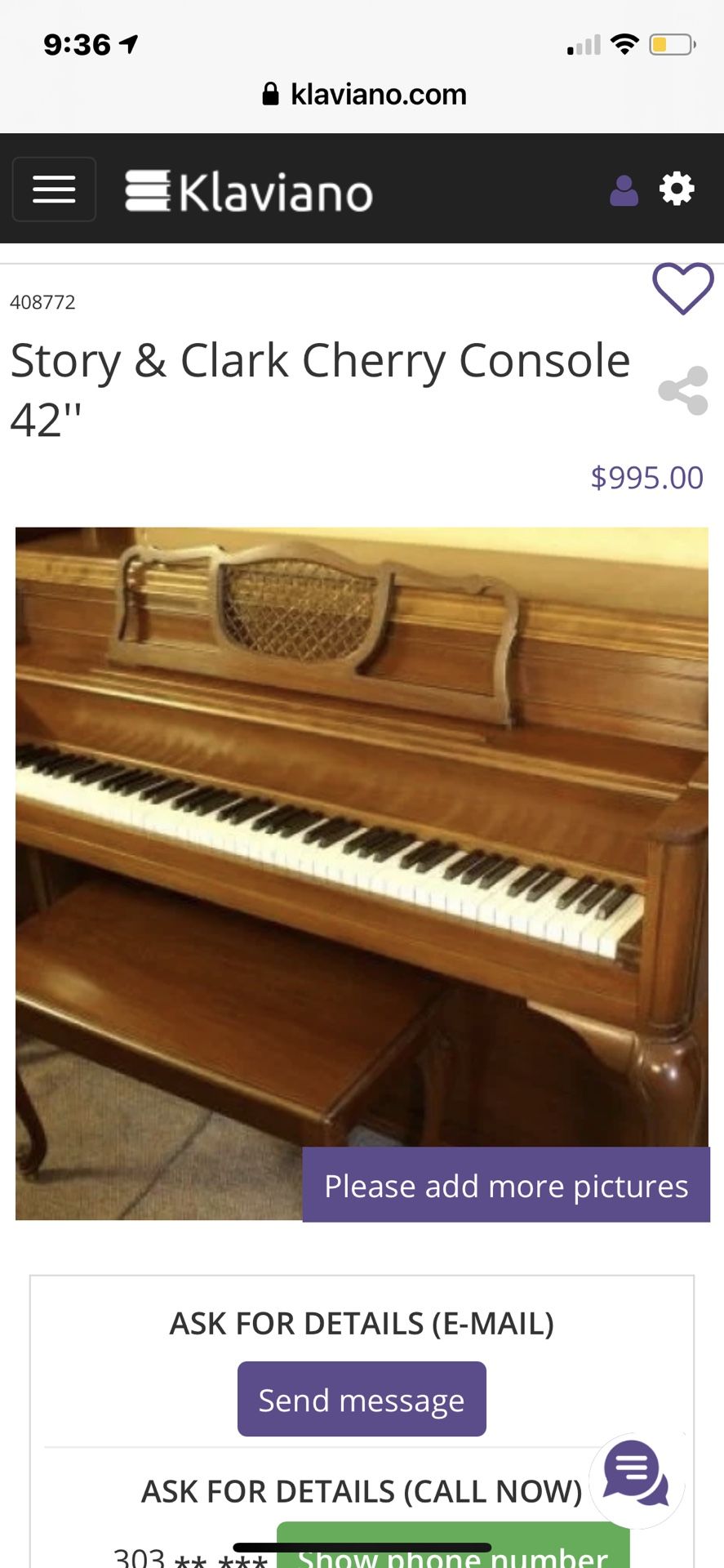 Antique Story & Clark Piano