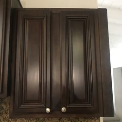 Dark wood Kitchen Wall Cabinets-$75