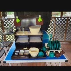 Chuck Box in Great Condition - Camp Kitchen Tool for storing, transporting, organizing. Comes with a NEW Magellan Outdoors 2-Burner Propane Stove.