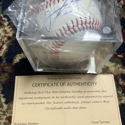 Oscar Tavares Signed Mlb Autographed Baseball Coa + Cased Signature Series Ball