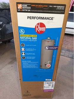 Rheem Performance 40 Gal. Tall 6-Year 34,000 BTU Manufactured Housing Convertible Natural Gas/Liquid Propane Water Heater $580 BRAND NEW FIRM PRICE