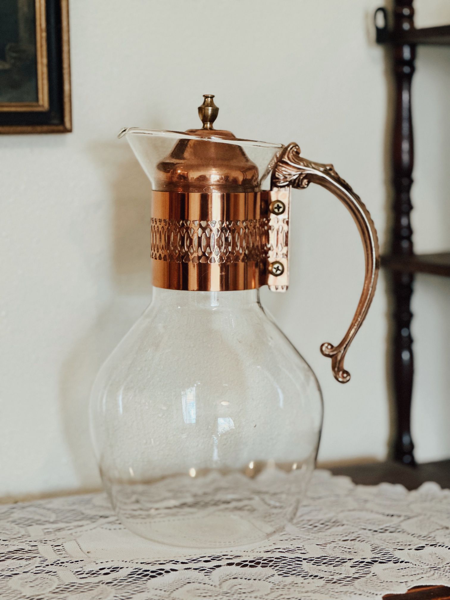 Vintage Brass/copper Coffee Carafe Pitcher 