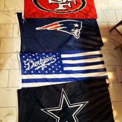 49ers Patriots Cowboys Dodgers Rams Raiders Flags New $20 Each