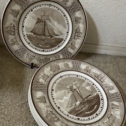 6 Vintage Collectors “George C. Wales - The American Sailing Ships" Porcelain Dinner Plates