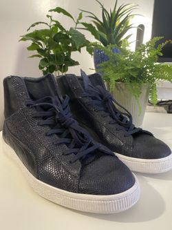 Puma Pebbled Leather hi-top Sneakers 10US Navy