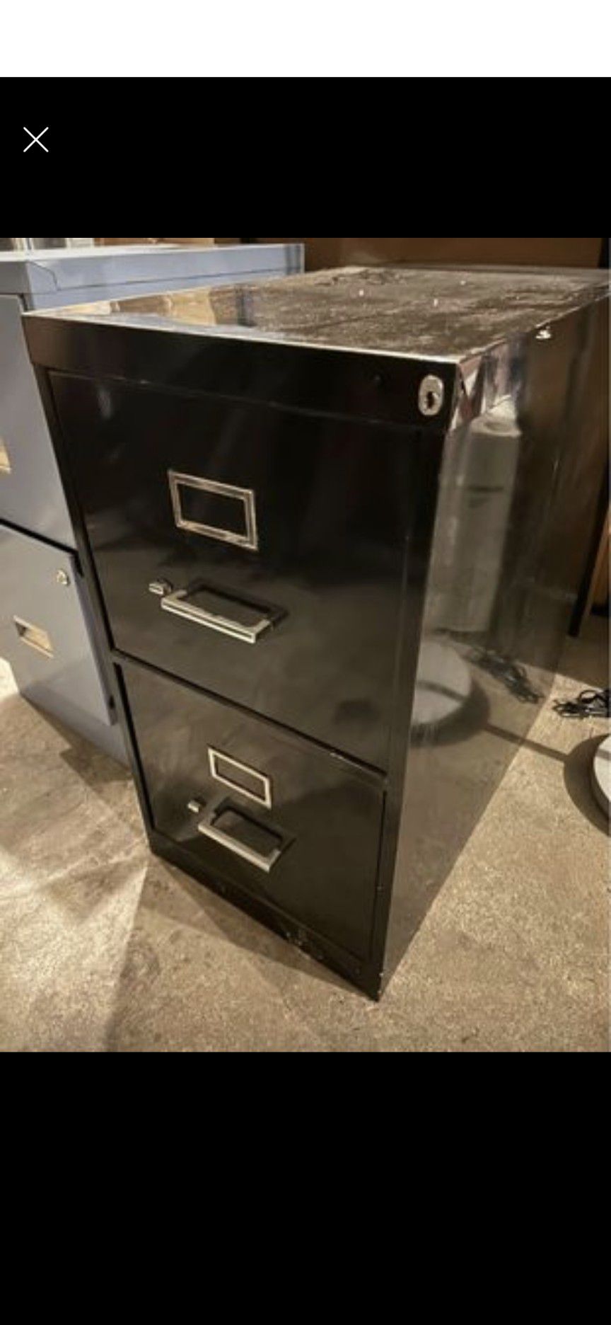Black File Cabinet - No Lock