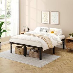 Queen Bed Frame with mattress , Queen Size Bed with mattress - Metal Queen Bed Frame & Queen Platform Bed Frame, No Box Spring Needed, Incl