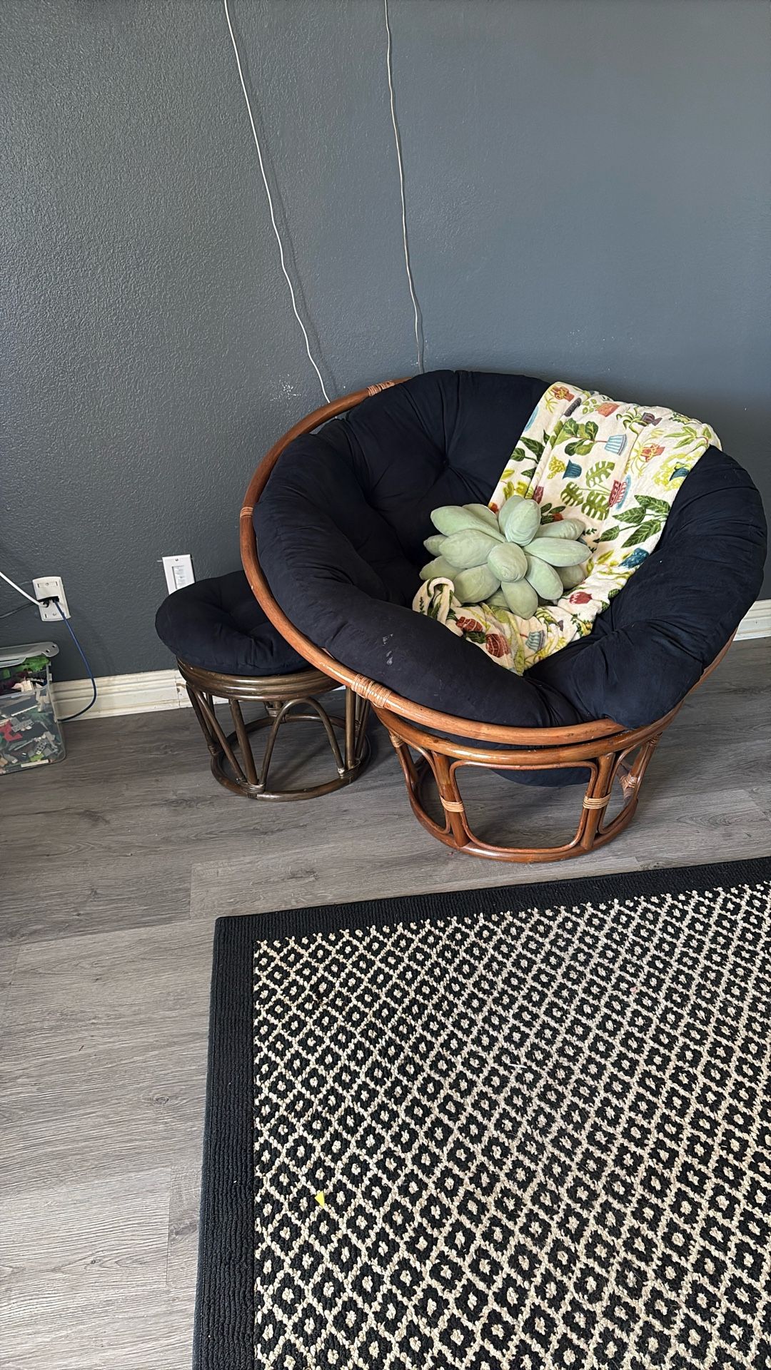 Rattan Chair & Ottoman 