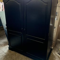 TV Stand Cabinet Storage Closet 58” tall x 45” wide x 22.5” deep. black & in great condition!