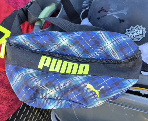 Puma Womens Waist Pack Blue Athletic Bag Rhythm Hip Sack Plaid Navy Waist bag