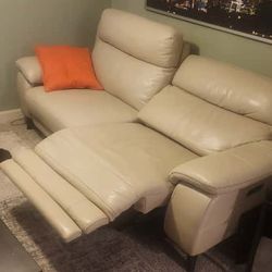 White Recliner Leather Couch Sofa