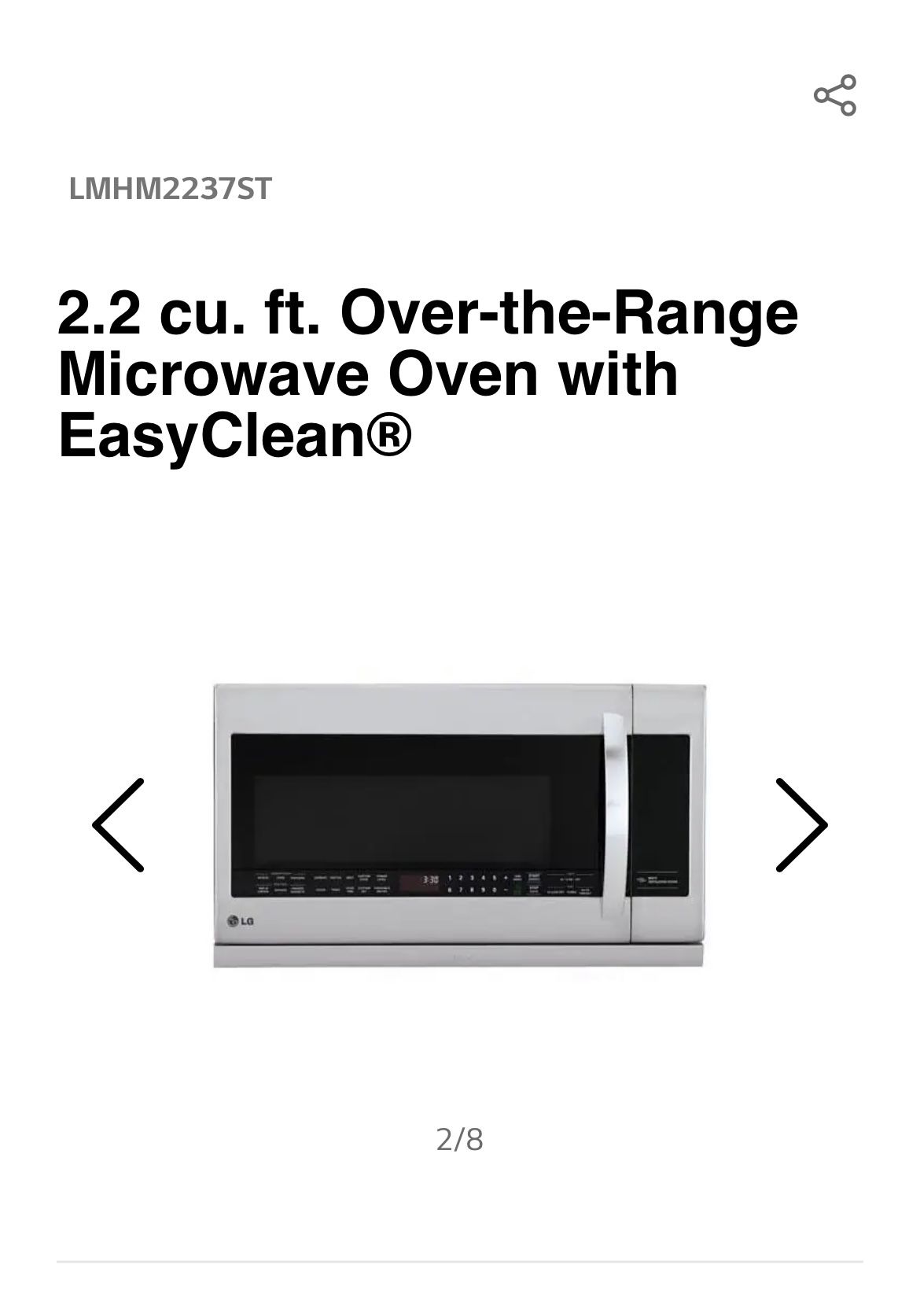 2.2 cu. ft. Over-the-Range Microwave Oven with