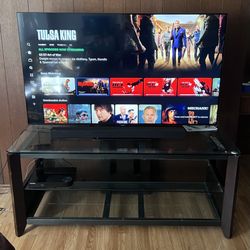 Samsung Tv, Sound Bar With Sub, Dvd Player And Stand