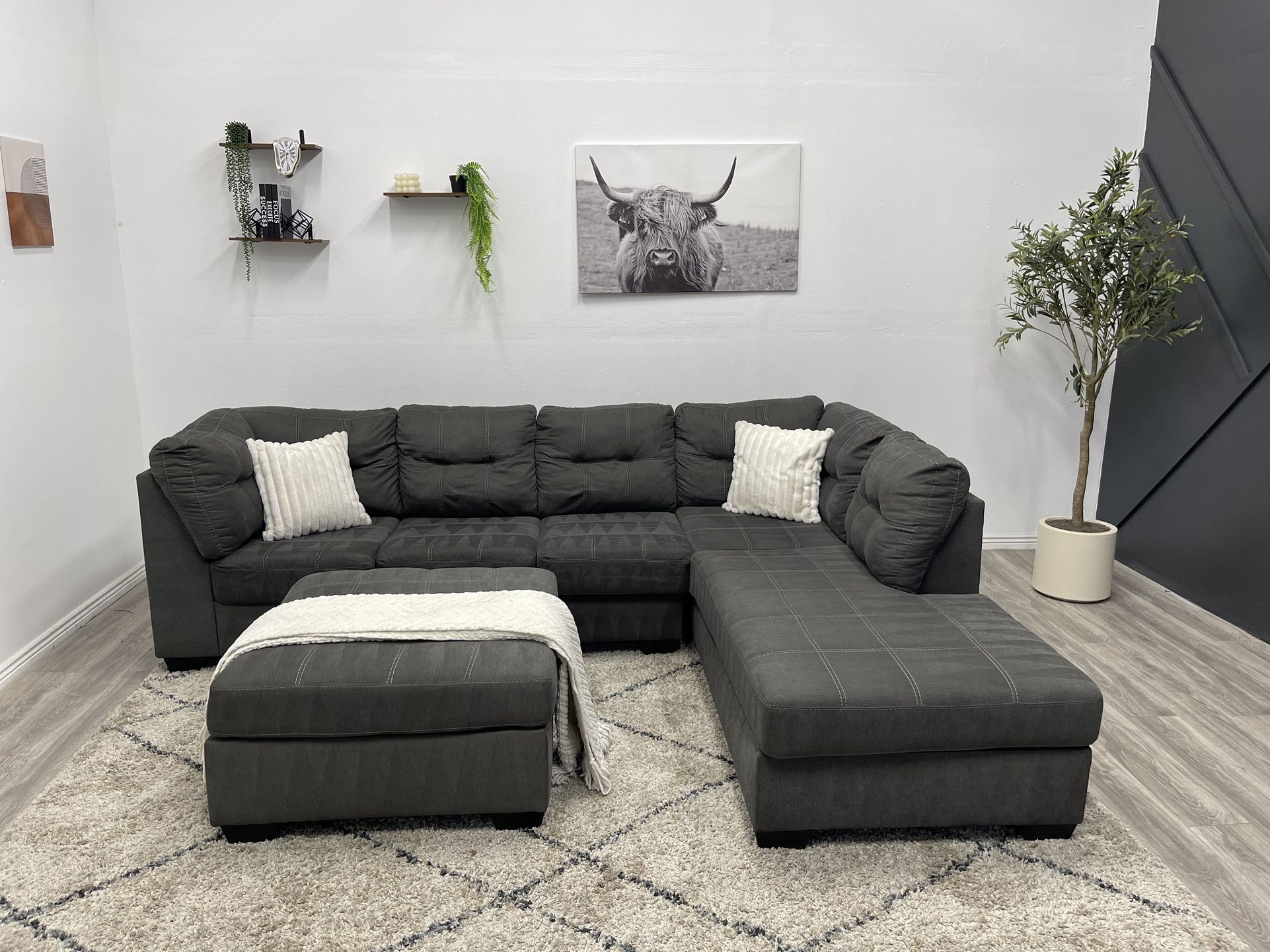 Dark Gray Sectional Couch - FREE DELIVERY 