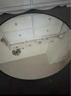 Round Wall Mirror with Black Frame