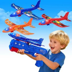 Airplane Launcher 3 pack Outdoor LED Foam Glider Planes - Red / Orange / Blue