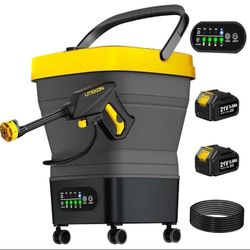 Portable Cordless Washer, 2x5.0Ah Battery, 4 Adjustable Model with 4.5Gal Tank 10FT Hose, 