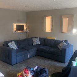 Denim Blue Pullout Sectional